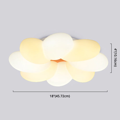 Kids Flower Flush Mount Lighting - 1 Light Plastic Ceiling Fixture For Girls Bedroom