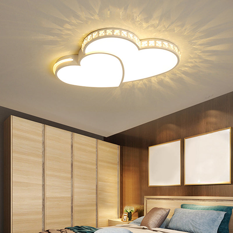 Modern Heart Flush Mount Ceiling Light Fixture For Bedroom White / 19.5’ Remote Control Stepless