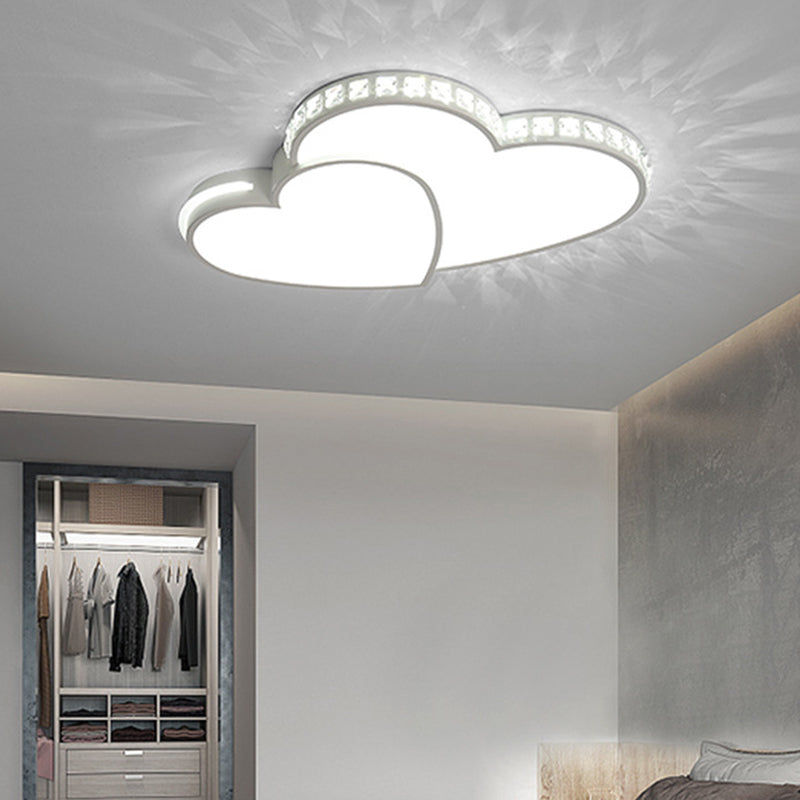 Modern Heart Flush Mount Ceiling Light Fixture For Bedroom White / 19.5’