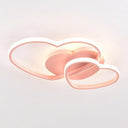 Contemporary Heart Design Flush Mount Light Fixture - Metal Ceiling Pink / 19.5’ Warm