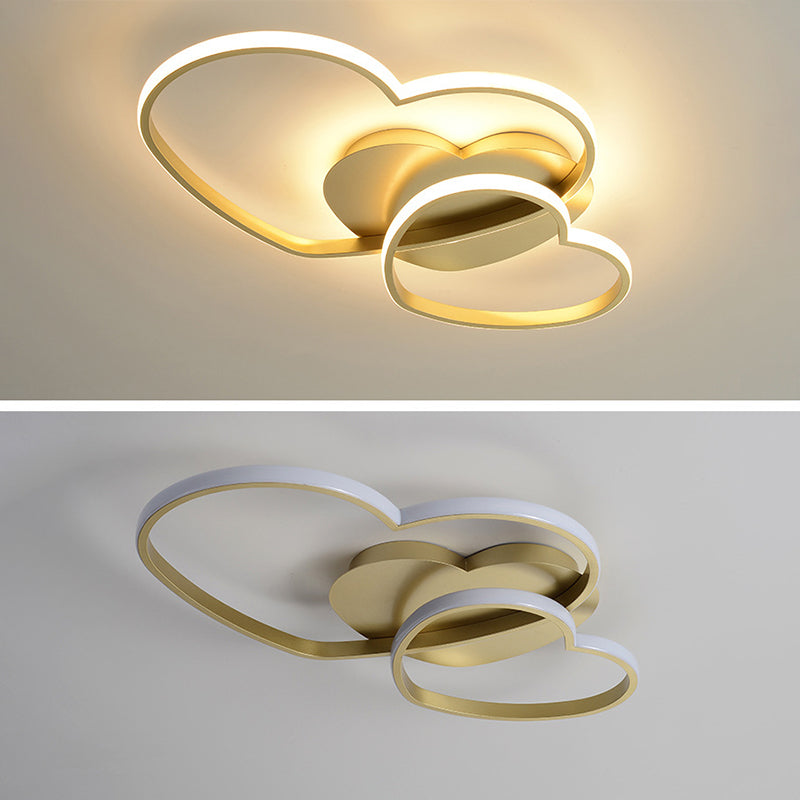 Contemporary Heart Design Flush Mount Light Fixture - Metal Ceiling