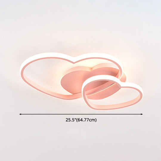 Contemporary Heart Design Flush Mount Light Fixture - Metal Ceiling