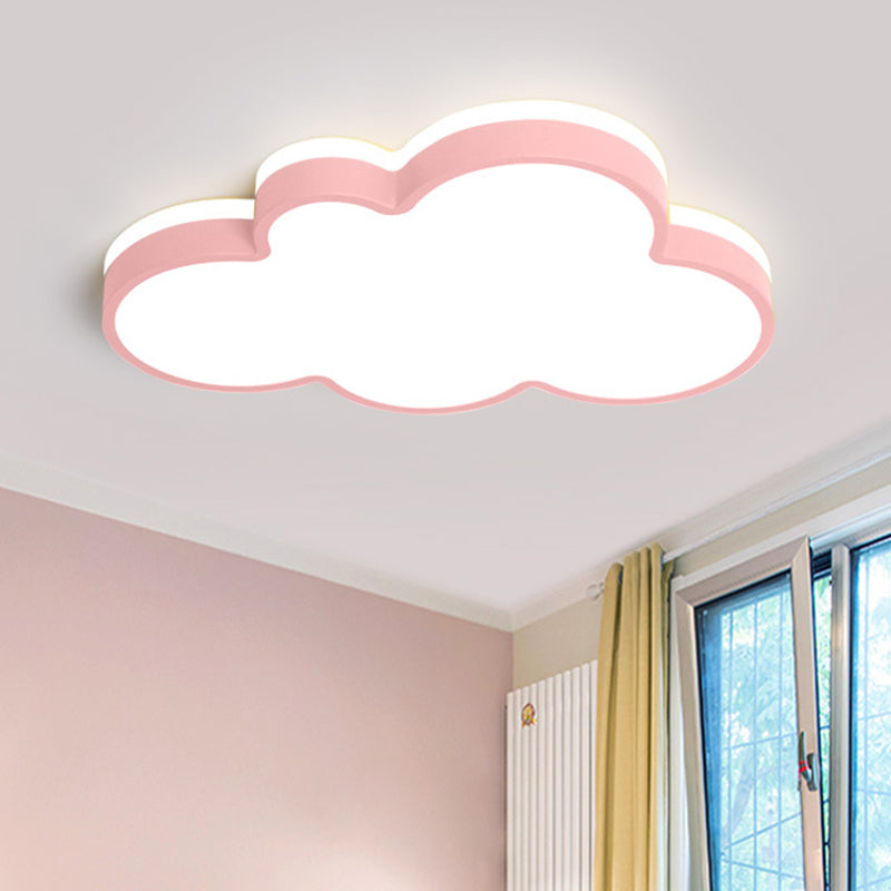 Cloud Flush Light Fixture - Minimalist Acrylic Mount Ceiling (1 Light) Pink / 19.5 White