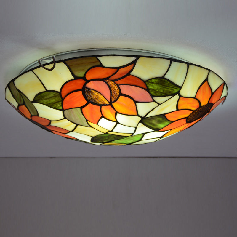 Stained Glass Tiffany Flush Mount Sunflower Ceiling Light - Beautiful & Functional Fixture