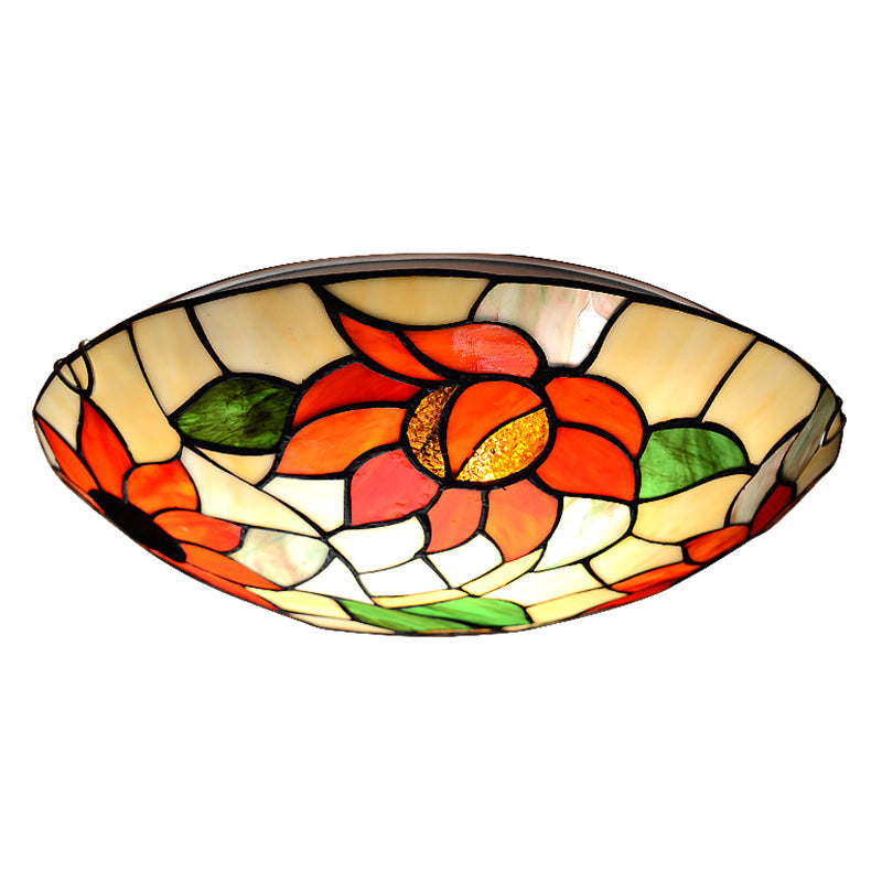 Stained Glass Tiffany Flush Mount Sunflower Ceiling Light - Beautiful & Functional Fixture Orange /