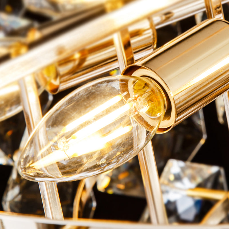 Modern Clear Crystal Wall Sconce Light - Black Tiered Design With 2 Lights