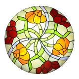 Tiffany-Style Multicolored Stained Glass Flower Flush Mount Ceiling Light Fixture