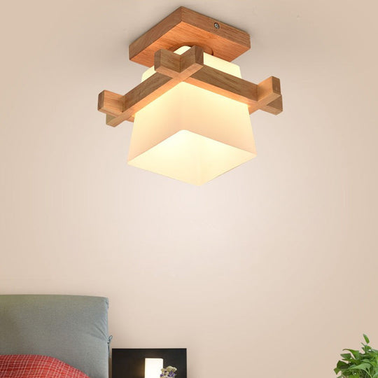 Contemporary Frosted Glass Semi - Flush Chandelier For Hallway Ceiling Mount