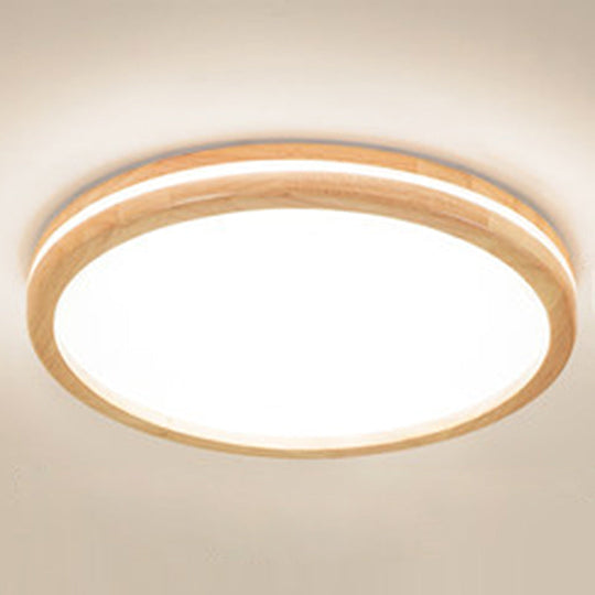 Ultra - Contemporary Integrated Led Semi Flush Ceiling Mount Chandelier For Bedroom Wood / 12’ Round