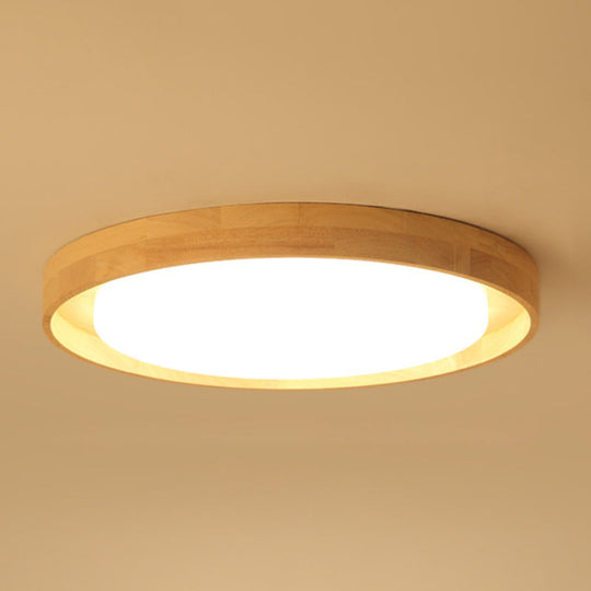Modern Circle Semi Flush Mount Light Fixture - Stylish Acrylic Ceiling For Bedrooms Wood / 19 White