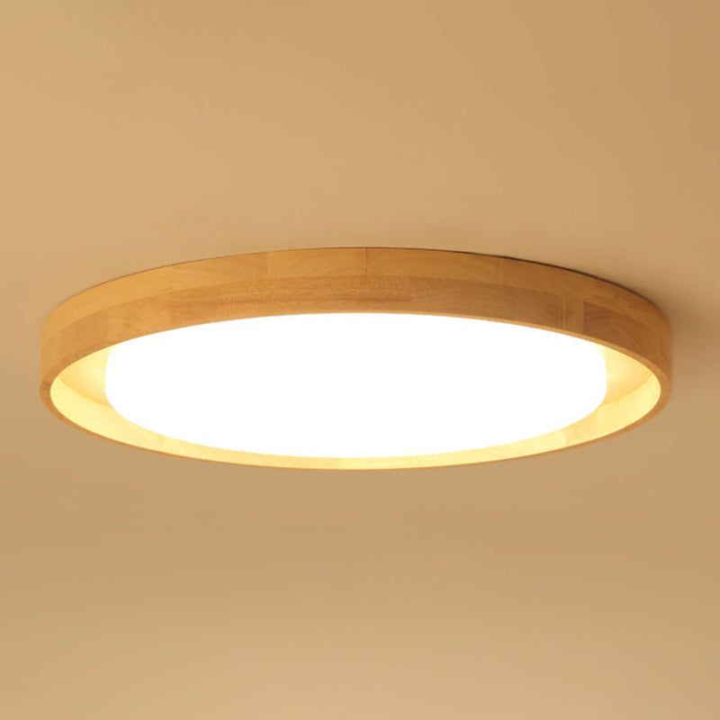 Modern Circle Semi Flush Mount Light Fixture - Stylish Acrylic Ceiling For Bedrooms Wood / 23 Warm