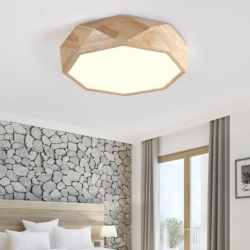 Contemporary Diamond Flush Mount Bedroom Ceiling Light Wood / 18’ Natural