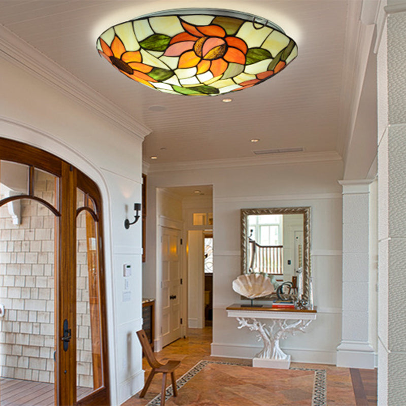 Stained Glass Tiffany Flush Mount Sunflower Ceiling Light - Beautiful & Functional Fixture