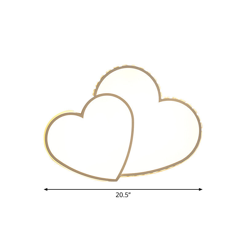 Heart Shaped Crystal Led Ceiling Flush Light Fixture - 20.5/24.5 Wide Warm/White White Mount