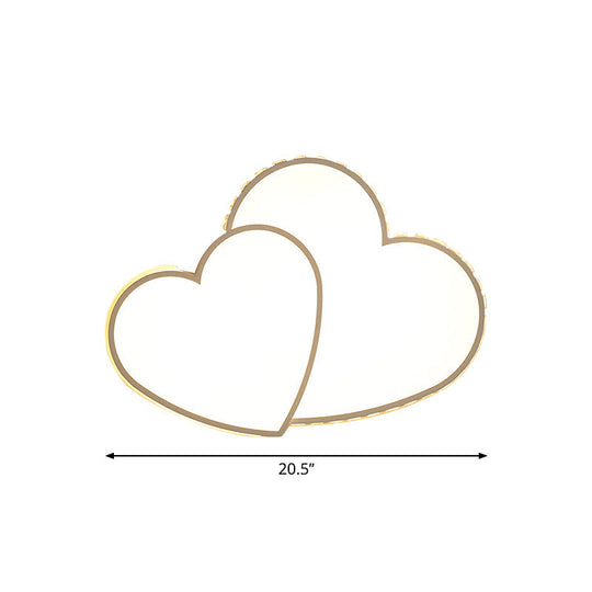 Heart Shaped Crystal Led Ceiling Flush Light Fixture - 20.5/24.5 Wide Warm/White White Mount