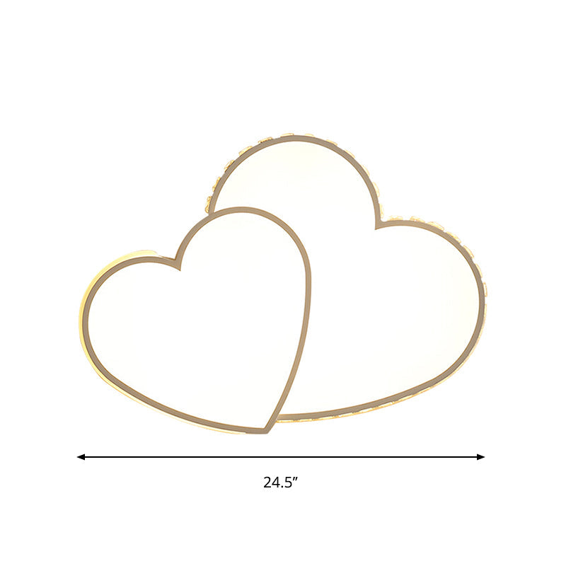 Heart Shaped Crystal Led Ceiling Flush Light Fixture - 20.5’/24.5’ Wide Warm/White White Mount