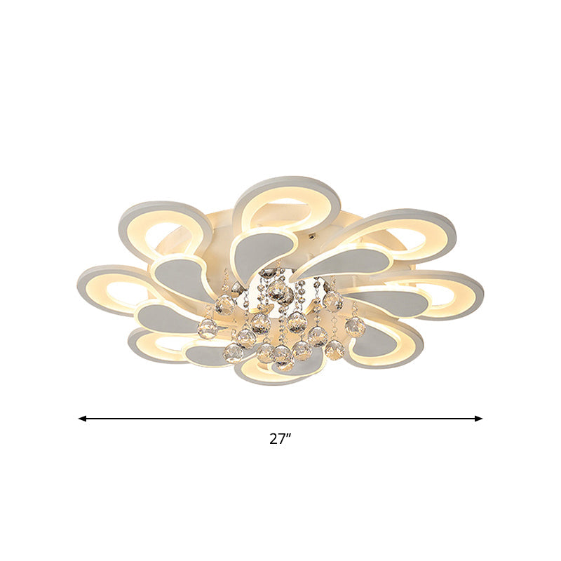 White Windmill Flush Lamp Led Acrylic Ceiling Fixture With Crystal Drop - 27’/31.5’ Modernist