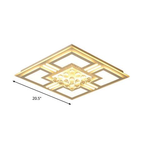 20.5’/35.5’ Wide Crystal Square/Rectangle Led Flush Ceiling Light Fixture (Warm/White)