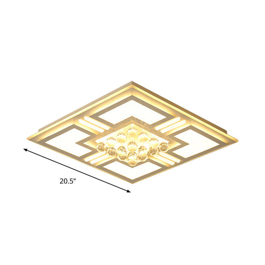 20.5’/35.5’ Wide Crystal Square/Rectangle Led Flush Ceiling Light Fixture (Warm/White)
