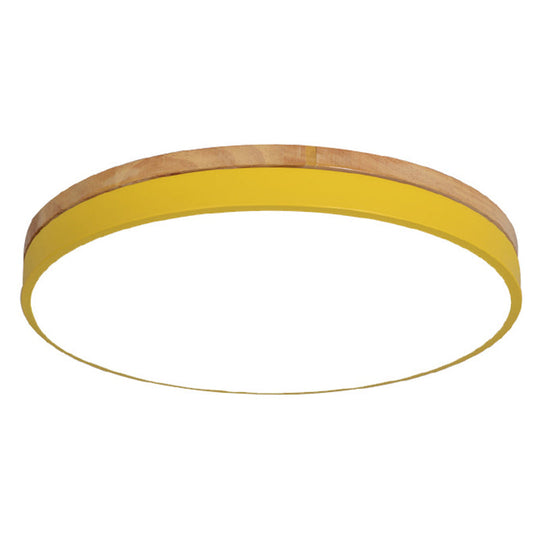 Minimalistic Flush Mount Ceiling Light - 1 Acrylic Disk Design Yellow / 16 Warm