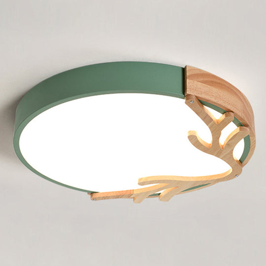 Metal Nordic Flush Mount Spotlight With Antlers - Round 1 - Light Light