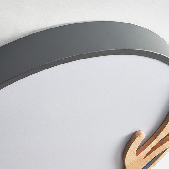 Metal Nordic Flush Mount Spotlight With Antlers - Round 1 - Light Light