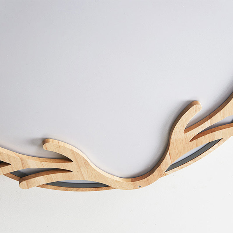 Metal Nordic Flush Mount Spotlight With Antlers - Round 1 - Light Light