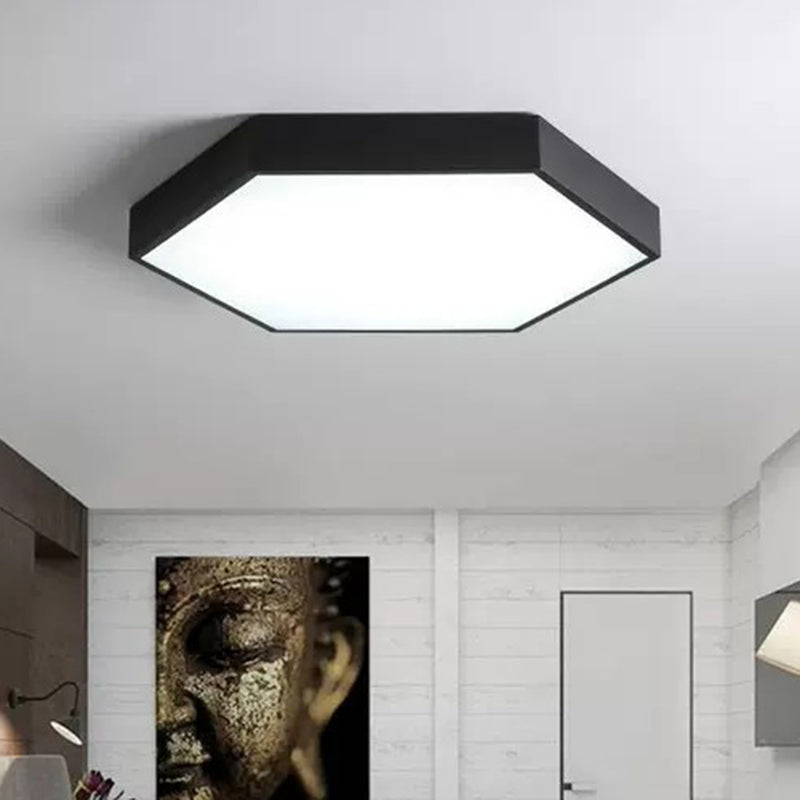 Minimalist Hexagon Flush Mount Ceiling Light Fixture With Acrylic Finish - 1