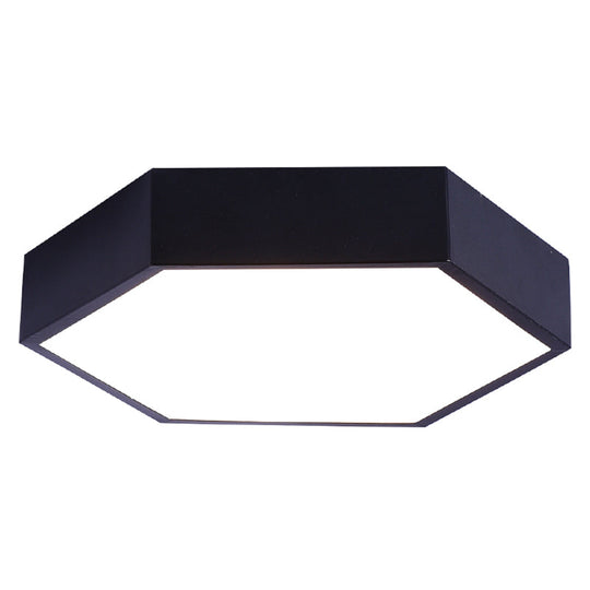 Minimalist Hexagon Flush Mount Ceiling Light Fixture With Acrylic Finish - 1 Black / 16 White