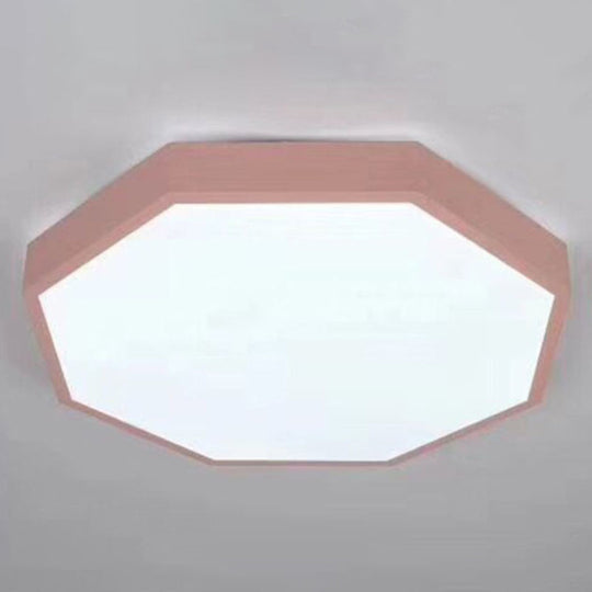 Minimalist Led Flush Mount Ceiling Light Fixture With Acrylic Chandelier Accent For Bedroom Pink /