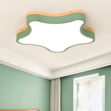 Contemporary Star - Shaped Flush Mount Acrylic Ceiling Light Fixture Green / 16.5’ White