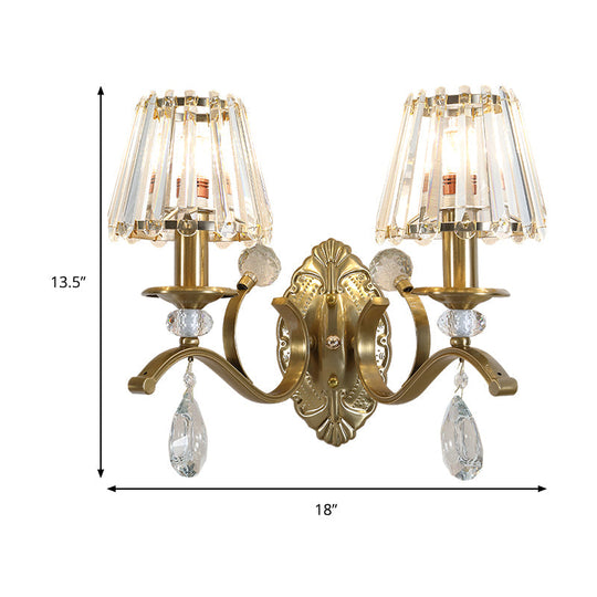 Vintage Brass Cone Wall Sconce Light For Living Room - Traditional Lighting (1/2 Heads)