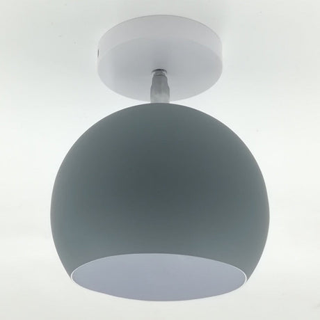 Macaron Metal Ceiling Mount Chandelier - 1-Light Semi Flush For Bedroom Grey / Globe