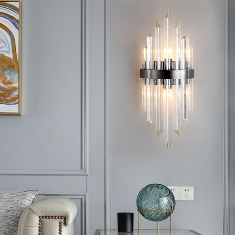 Contemporary Black Crystal Wall Lamp For Living Room