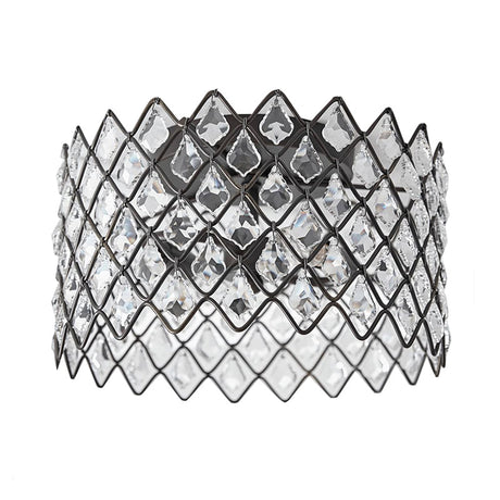 Crystal - Decorated Metal Semi Flush Light: Contemporary Indoor Ceiling Lighting In Black 3/5