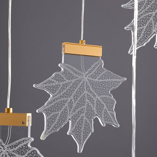 Acrylic Gold Led Pendant Lamp With Maple Leaf Cluster Design For Staircases