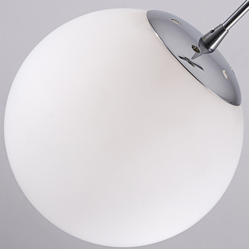 Simplicity Silver Multi Pendant Chandelier - Cream Glass Spherical Ceiling Hang Lamp For Lobby &