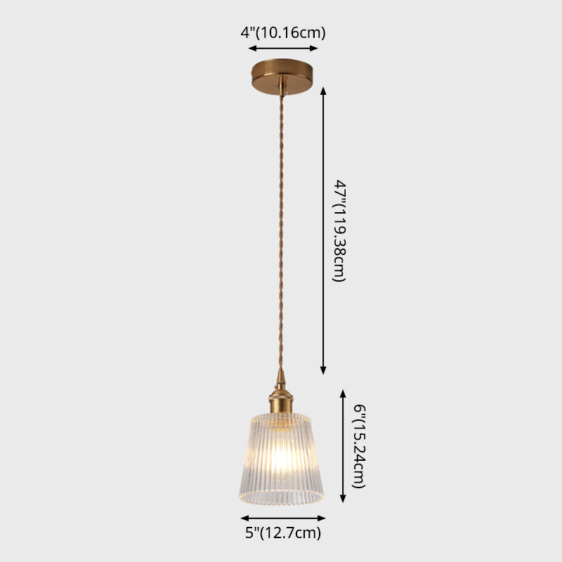 Modern Brass Bedside Pendant Lamp With Clear Glass Shade - Single-Bulb Pendulum Light