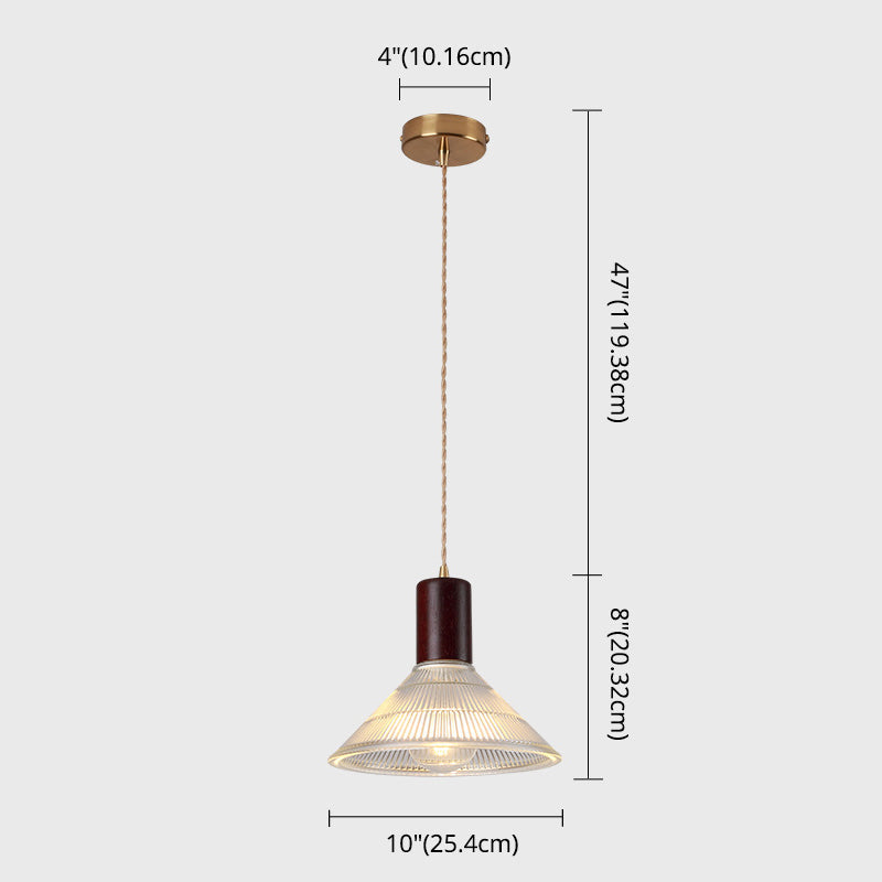 Simple Style Ribbed Glass Pendant Light Fixture For Bedroom