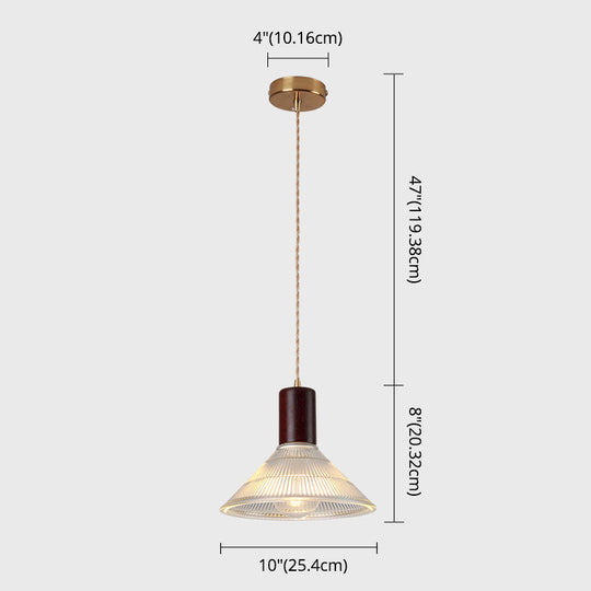 Simple Style Ribbed Glass Pendant Light Fixture For Bedroom