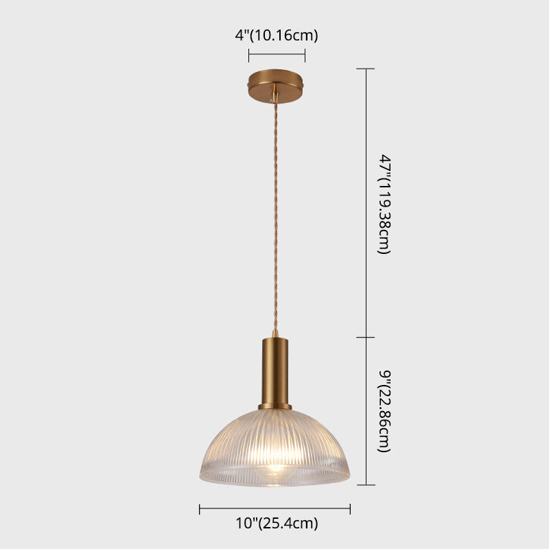 Simple Style Ribbed Glass Pendant Light Fixture For Bedroom
