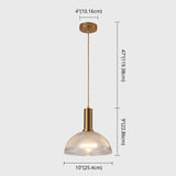 Simple Style Ribbed Glass Pendant Light Fixture For Bedroom