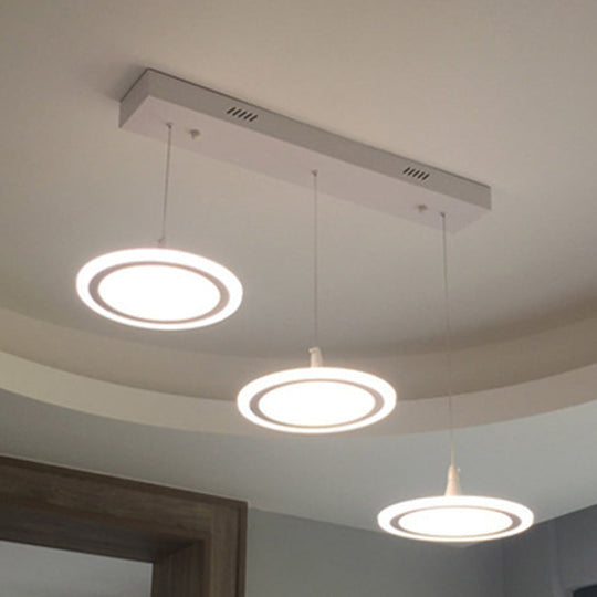 Minimalist Led Circles Suspension Pendant - Multi-Light Acrylic Stairs Diner Lighting In White