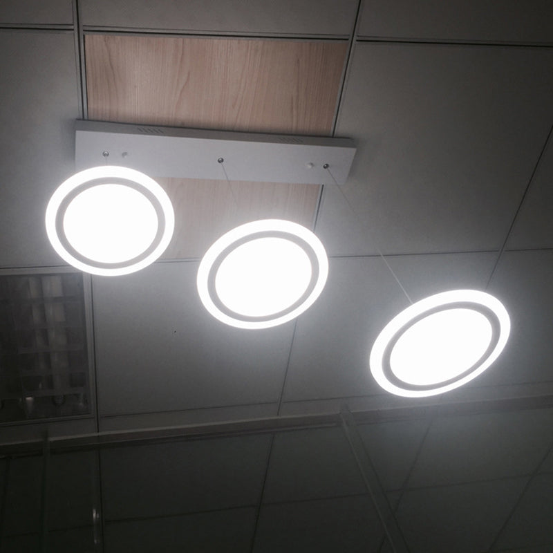 Minimalist Led Circles Suspension Pendant - Multi-Light Acrylic Stairs Diner Lighting In White