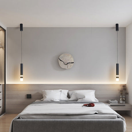 Modern Black Tube Pendant Lamp With Led Acrylic Ceiling Light - Ideal For Bedrooms