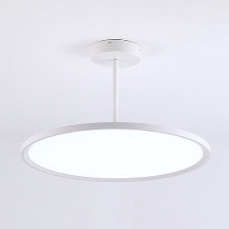Minimalistic Acrylic Pendant Led Ceiling Light With Hanging Rod – Flat Shade Diner Lighting White