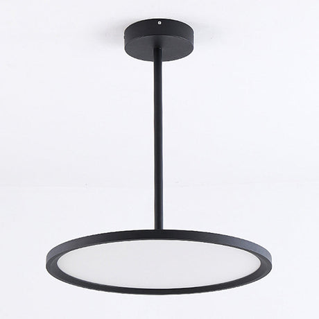 Minimalistic Led Pendant Ceiling Light With Hanging Rod And Flat Shade