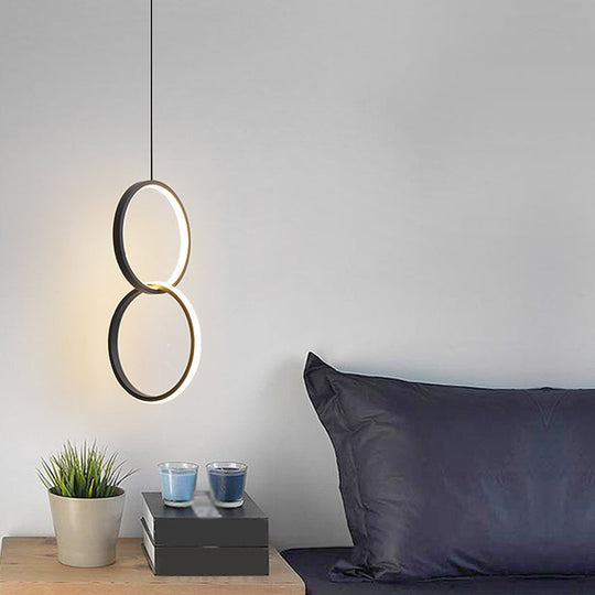 Sleek Metal Led Pendant Light Kit: Minimalist Ring Design For Bedside Suspension