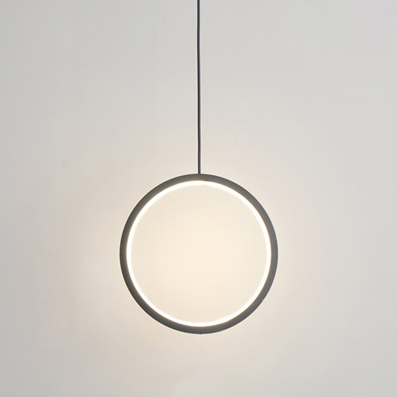 Sleek Metal Led Pendant Light Kit: Minimalist Ring Design For Bedside Suspension 1 / Black Warm