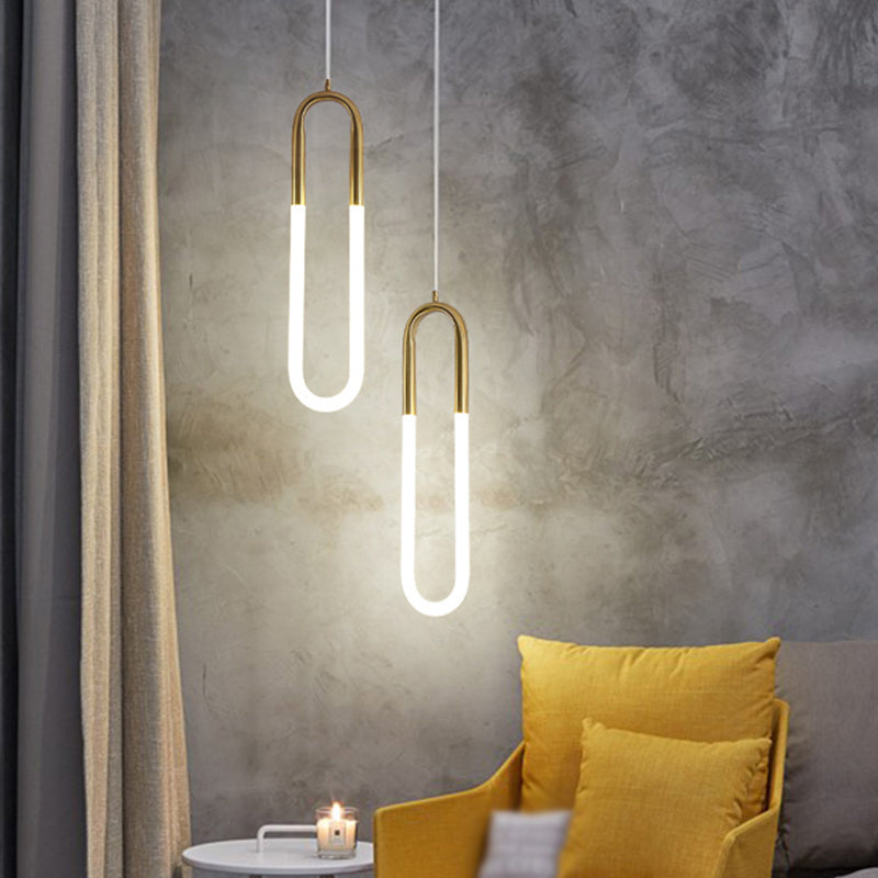 Minimalist U-Shaped Acrylic Led Pendant Light Fixture For Living Room Ceiling